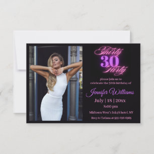 Convite 30 flertas,aniversário de 30 anos foto rosa néon p
