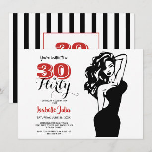 Convite 30 & FLIRTY aniversário de 30 anos Black/Red Mode