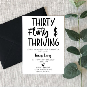 Convite 30, Flirty, e aniversário de 30 anos florescente