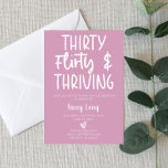 Convite 30, Flirty, e Inv. aniversário de 30 anos<br><div class="desc">Este é um convite de aniversário de 30 anos 30 Flirty & Thriving,  roxo e cor-de-rosa. Design minimalista mínimo. Convide para o dia B. 30</div>