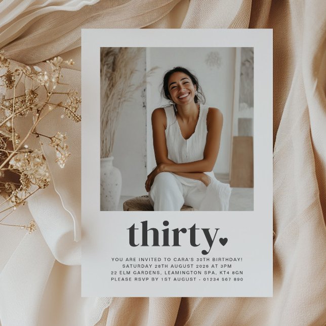 Convite 30 Foto Quadrada do Coração - Aniversário (Criador carregado)