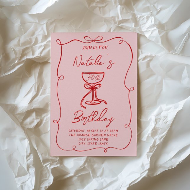 Convite 30 Mão Desenhada Arco Vermelho Martini Trinta Anos (Criador carregado)