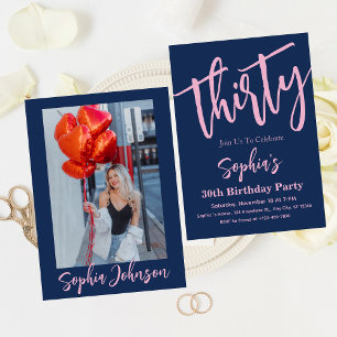 Convite 30 Modern - Partido do aniversário de 30 anos de S