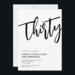 Convite 30 Modernos aniversário de 30 anos preto e branco<br><div class="desc">30 Modernos Convite para aniversário de 30 anos Branco e Preto</div>