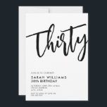 Convite 30 Modernos aniversário de 30 anos preto e branco<br><div class="desc">30 Modernos Convite para aniversário de 30 anos Branco e Preto</div>