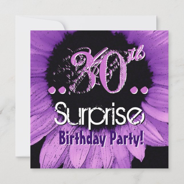 Convite 30 Surpresa de de Girassol Roxo Modelo de aniversá (Frente)