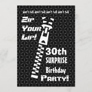 Convite 30 SURPRESA Festa de aniversário Engraçada Zip Seu