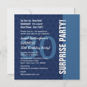 Convite 30 SURPRISE Birthday Modern Hues de Blue W1898
