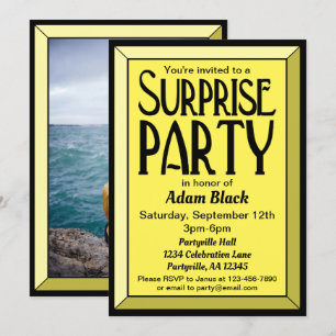 Convite 30 Yellow Art Deco Foto Aniversário Surprise Part