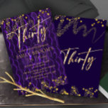 Convite 30th Birthday Purple For her Invitation<br><div class="desc">Amazing 30th Birthday Invitation with sparkles and Gold decoration,  These Party Invites is Printable template for Him or Her and can be customized easily and even printed physically.</div>