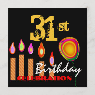 Convite 31º Aniversário, Douradas Velas e Balão Metáli