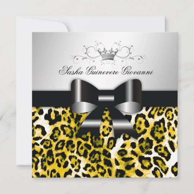 Convite 311 - Arco-leopardo-amarelo-chic| Doce 16 (Frente)
