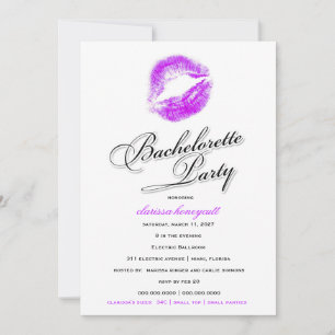 Convite 311-Bachelorette partido - beijos do roxo