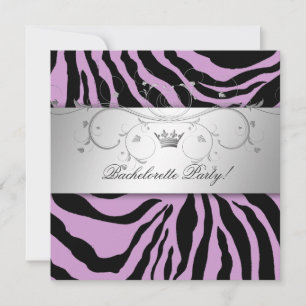 Convite 311-Bachelorette Zebra Roxo-Prata