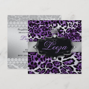 Convite 311-Baroque princesa Roxo Leopardo Metálico
