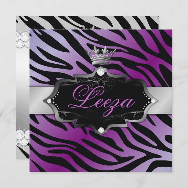 Convite 311-Barroco Princesa Premium Metálico (Frente/Verso)