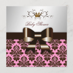 Convite 311 Blackberry Brown Damask Pink  Bebê
