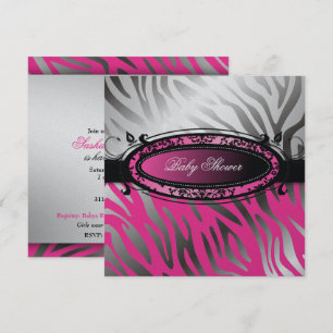 Convite 311-C'est Luxueux Zebra rosa quente Bebê