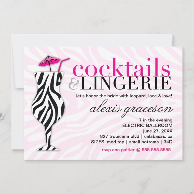 Convite 311 Cocktails e Lingerie Zebra (Frente)