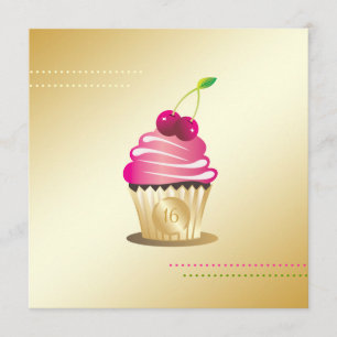 Convite 311-Cupcake de Paraíso Monograma Doce Dezesseis