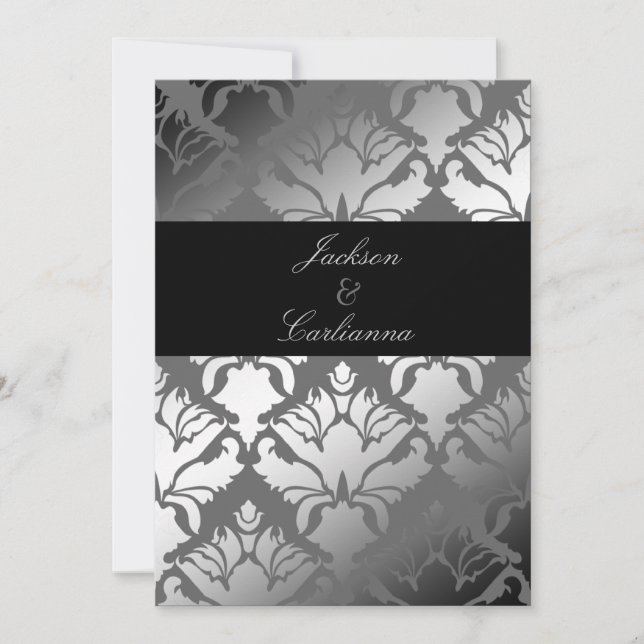Convite 311-Damask Shimmer Cinza Storm Convida (Frente)