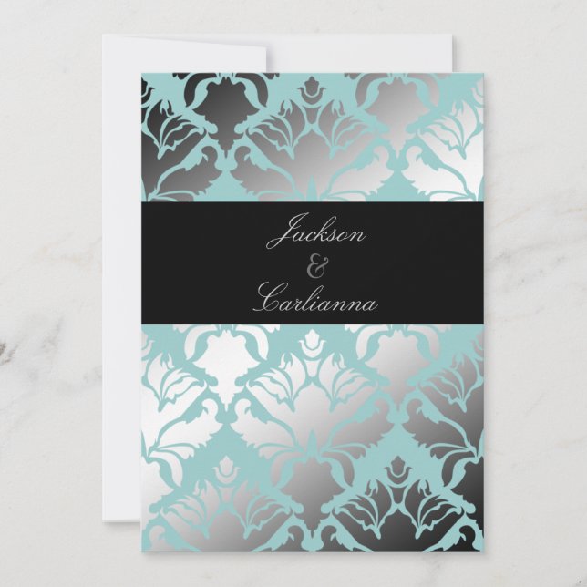 Convite 311-Damask Shimmer Mint Convida (Frente)