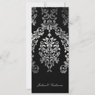 Convite 311 Dashing Damask Faux Silver Personalizado