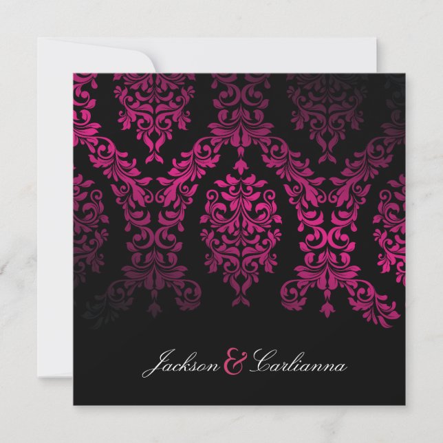 Convite 311-Dashing Damask Night Magenta (Frente)