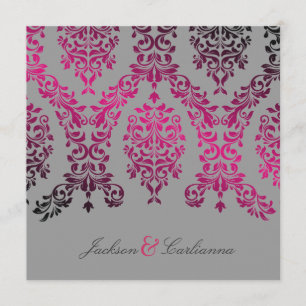 Convite 311-Dashing Damask Night Magenta Cinza Claro
