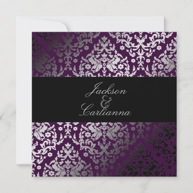 Convite 311-Dazzling Damask Blackberry (Frente)