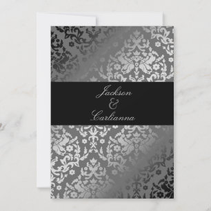 Convite 311-Dazzling Damask Cinza Storm Invite