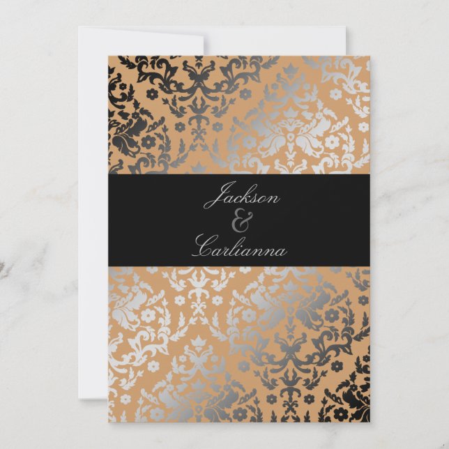 Convite 311-Dazzling Damask Wild Cougar Invite (Frente)
