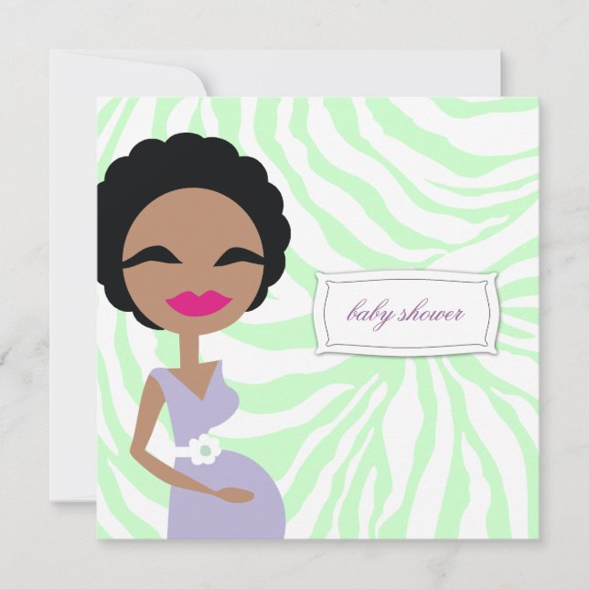Convite 311-Doce Mamãe Grávida Zebra - Étnica (Frente)