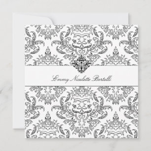 Convite 311-Emmy Black & White Damask Invitation