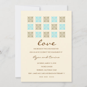 Convite 311 Folha de Noivado Azul e Dourado.