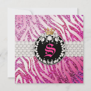 Convite 311 Glitter Queen Zebra Metálico (Qualquer Idade)