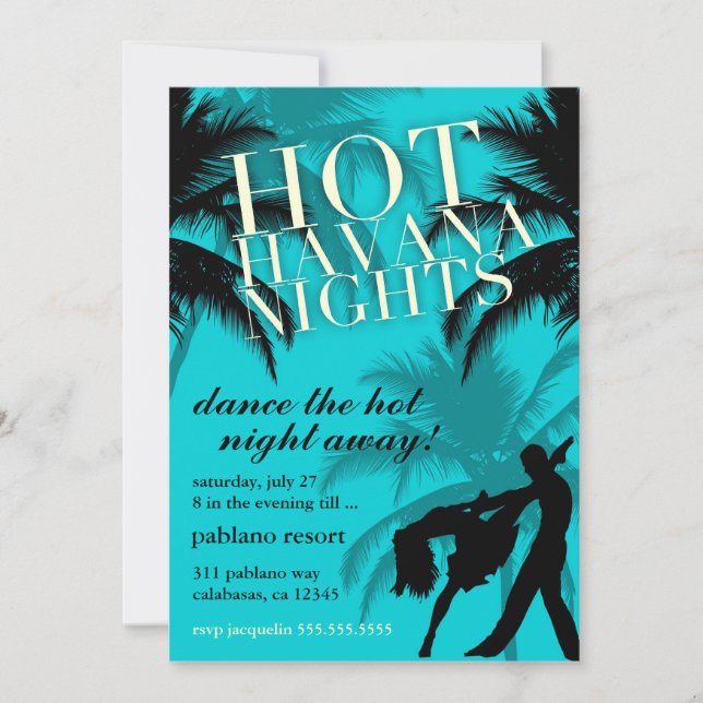 Convite 311 Hot Havana Noites Aqua Black Invite (Frente)