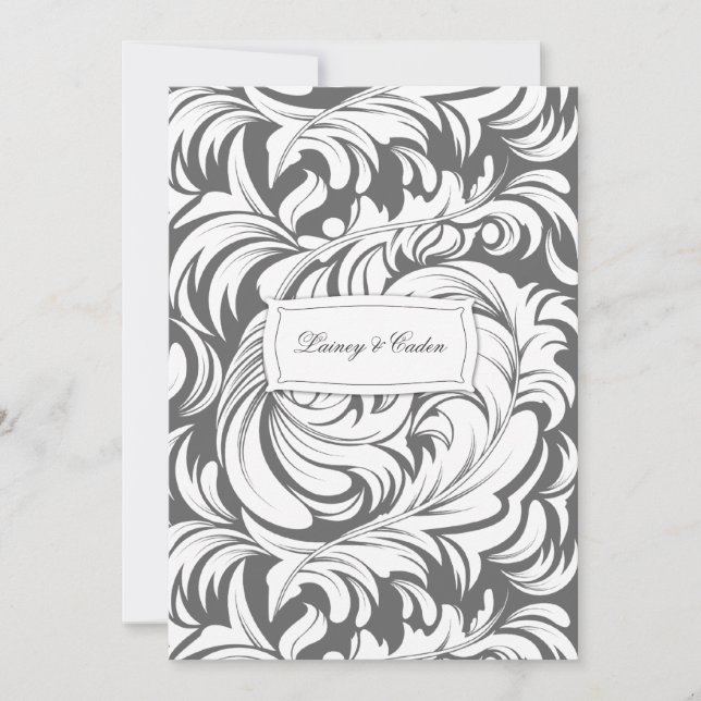 Convite 311-Lavishly Lainey Cinza Invitation (Frente)
