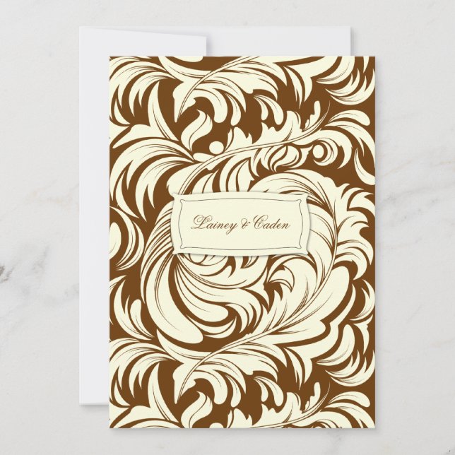 Convite 311-Lavishly Lainey Cream & Brown Invitation (Frente)