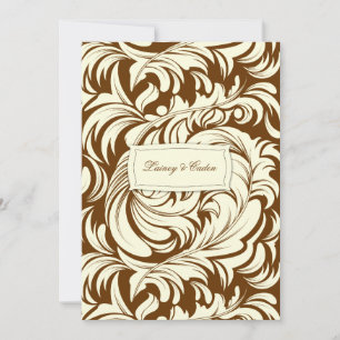 Convite 311-Lavishly Lainey Cream & Brown Invitation
