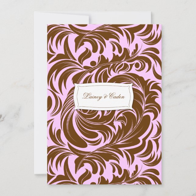 Convite 311-Lavishly Lainey Pink & Chocolate Invitation (Frente)