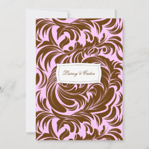 Convite 311-Lavishly Lainey Pink & Chocolate Invitation