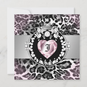 Convite 311-Leopard-Tique Queen of Hearts Sweet 16