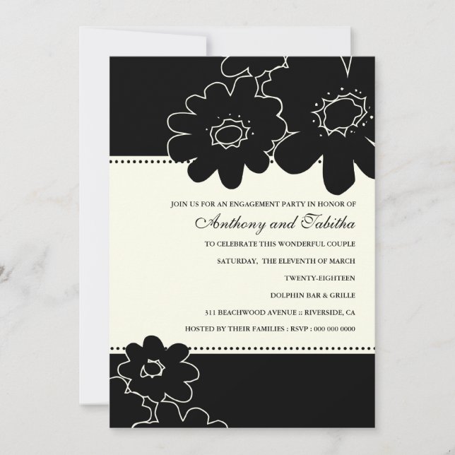 Convite 311-Les Fleurs Black Invitation (Frente)