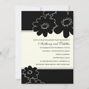Convite 311-Les Fleurs Black Invitation