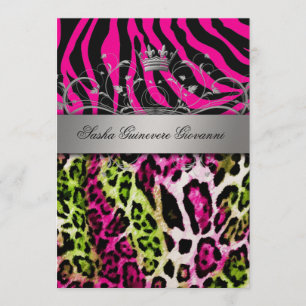 Convite 311 Limão rosa para impressão animal chic  Doura