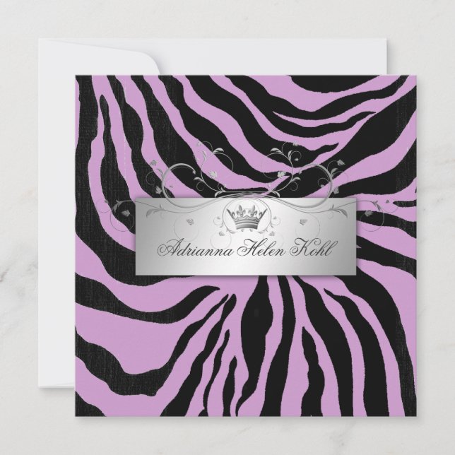 Convite 311-Lingerie de Zebra Roxa Divina de Prata (Frente)
