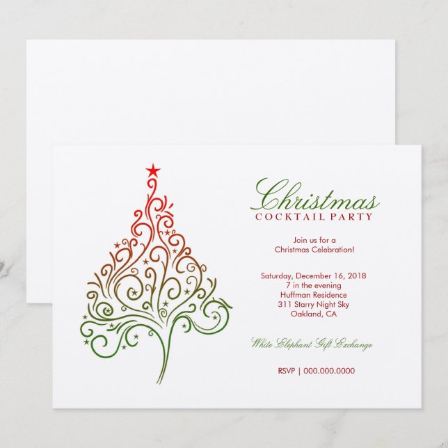 Convite 311-Magical Christmas Tree Invite| SilverMetálico (Frente/Verso)
