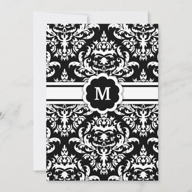 Convite 311-Marissa Monogramas Damask Black (Frente)