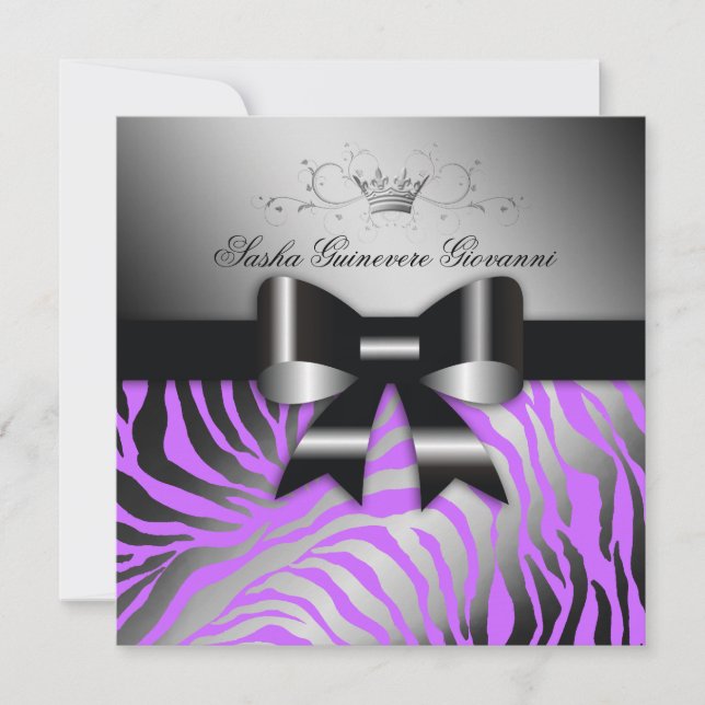Convite 311-Night Zebra Shimmer - Roxo Elétrico| Doce 16 (Frente)